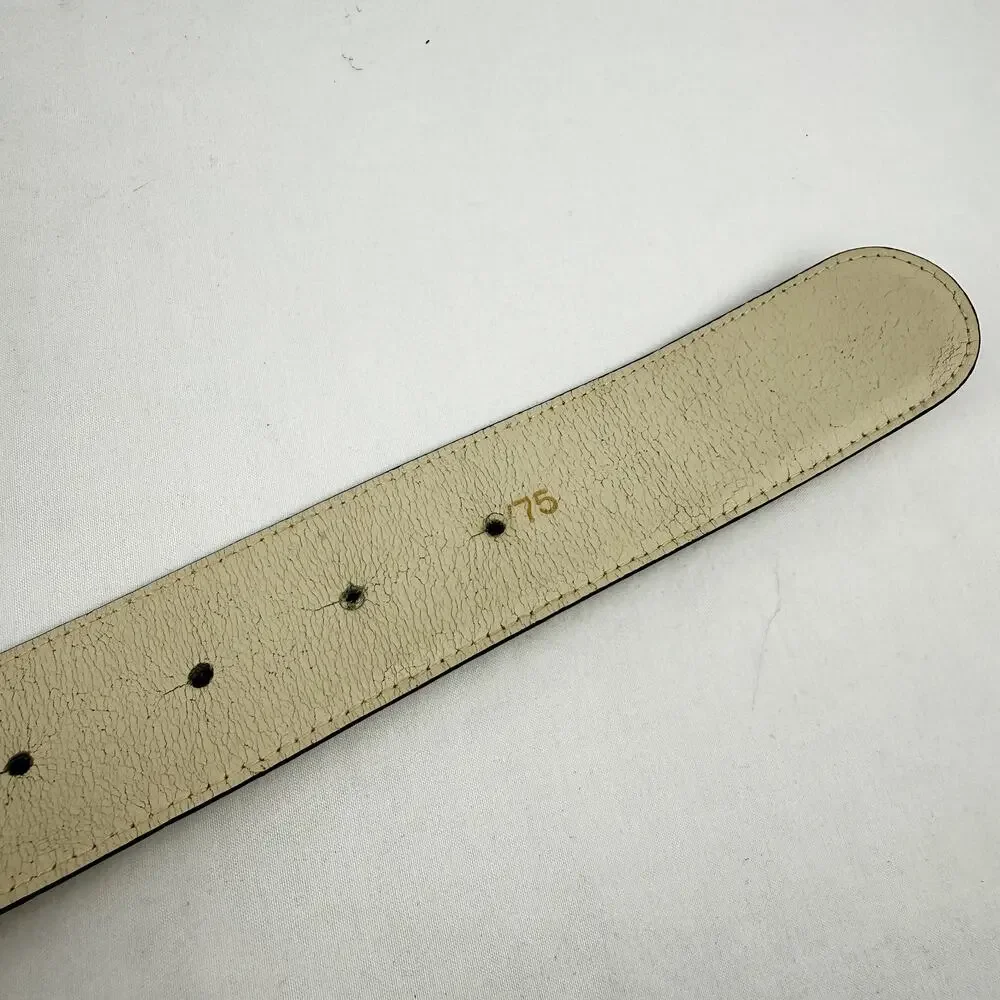 Vintage By Paloma Picasso Leather Belt Gold Triple X Hardware Cream Sz 75